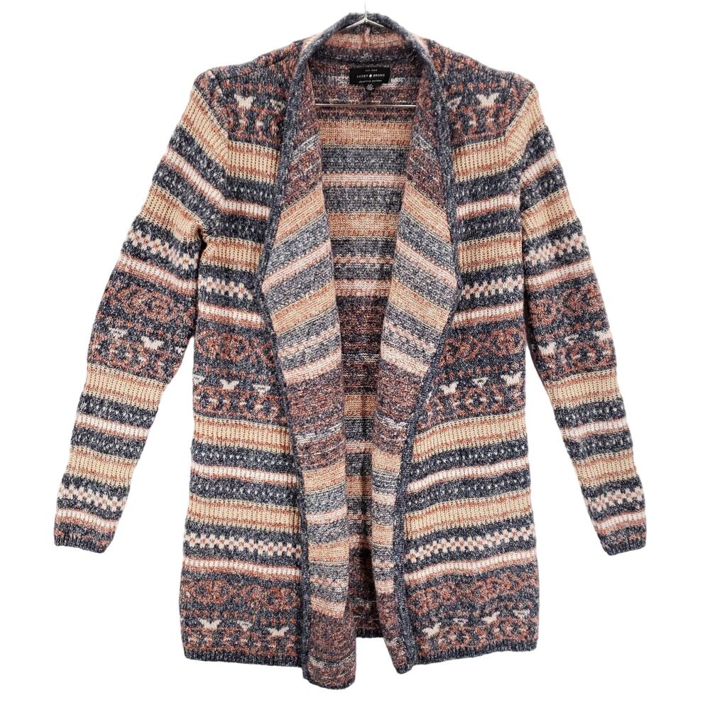 Lucky Brand Cardigan Sweater Womens Small Southwestern Boho Open Front Crossover